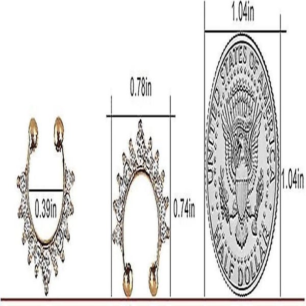Fake Nose Rings 4-pcs Faux Nose Ring Hoop Set Nose Piercing Jewelry Adjustable S Carousel 2