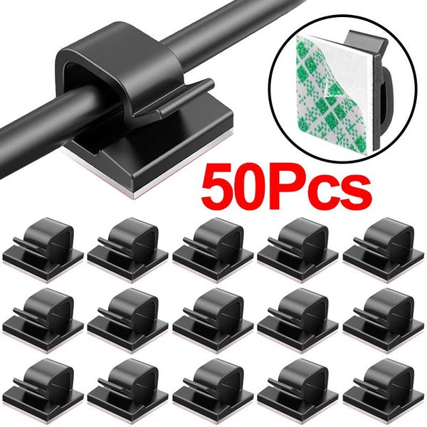 50Pcs Cable Organizer Clips Self Adhesive Desk Wire Management Holder Carousel 2