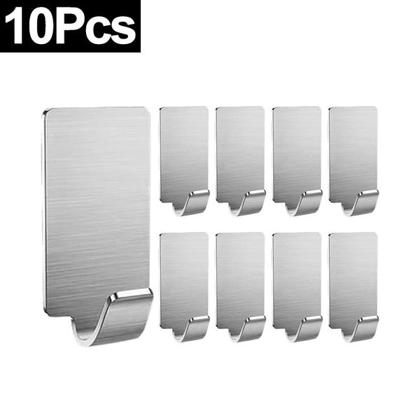 10pcs Mini Stainless Steel Hooks Self Adhesive Towel Rack Punch Free Carousel 1