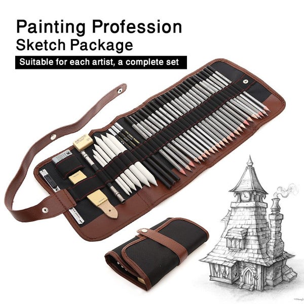27/39pcs Sketch Pencil Set Professional Sketching Drawing Kit Wood Carousel 2