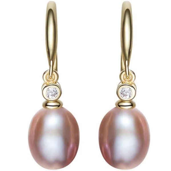 18K Gold Pearl Crystal Earrings "Natashia" (Grape) Carousel 1