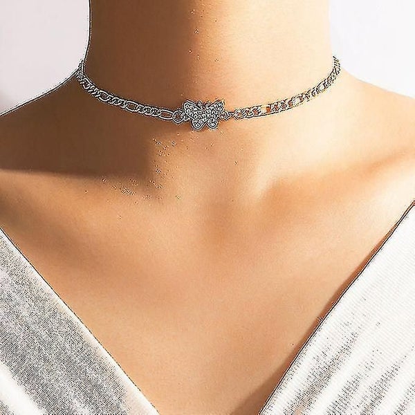 Ladies Necklace Diamond Butterfly Single Layer Clavicle Chain Metal Chain Carousel 1