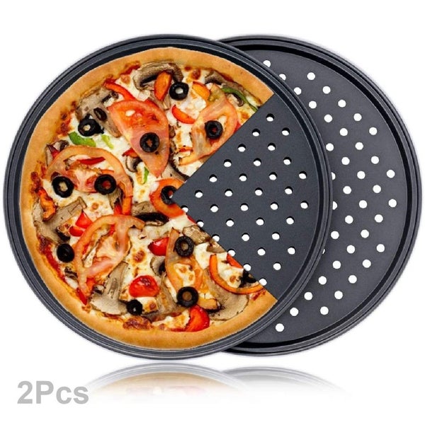 2Pcs Pizza Pan Tray Bakeware Oven Rack Tin Moulds *Local STOCK NOW* Carousel 1