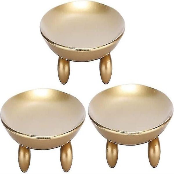 Iron Plate Candle Holder, Gold, Decorative Iron Pillar Candle Holder, Set Of 3 Carousel 1