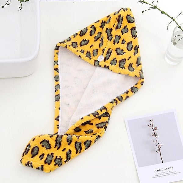 Leopard Print Microfiber Towel Wrap, Super Absorbent And Quick-drying Hair Towel Carousel 1