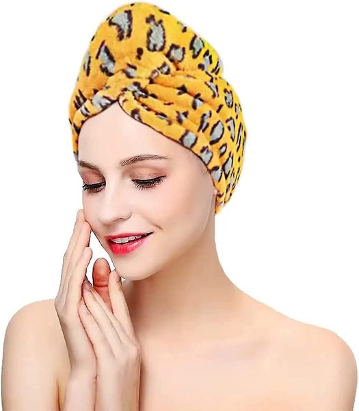 Leopard Print Microfiber Towel Wrap, Super Absorbent And Quick-drying Hair Towel Carousel 2