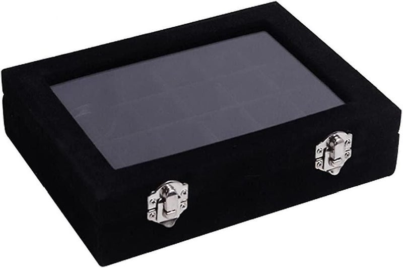 Jewelry Box Earring Storage Organizer Diamond Box Velvet 24 Grid Jewelry Tray Wi Carousel 1