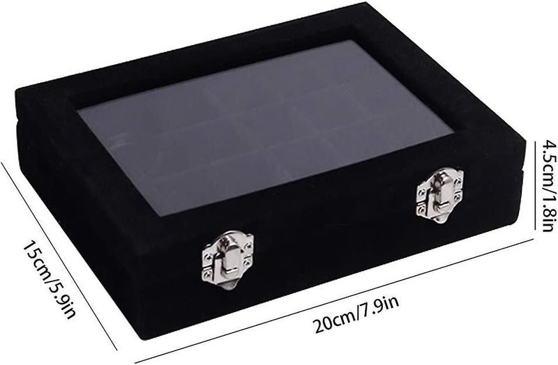 Jewelry Box Earring Storage Organizer Diamond Box Velvet 24 Grid Jewelry Tray Wi Carousel 2