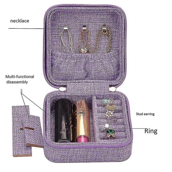 New Linen Box Multifunction Necklace Ring Earings Bracelet Box Organizer Girl Gi Carousel 5