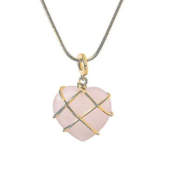 Heart Pendant Necklace Lovely Pink Diamond Castle Necklace With Wire Wrap-colorp Carousel 1