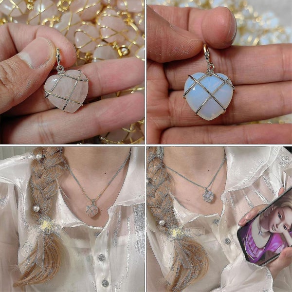 Heart Pendant Necklace Lovely Pink Diamond Castle Necklace With Wire Wrap-colorp Carousel 2