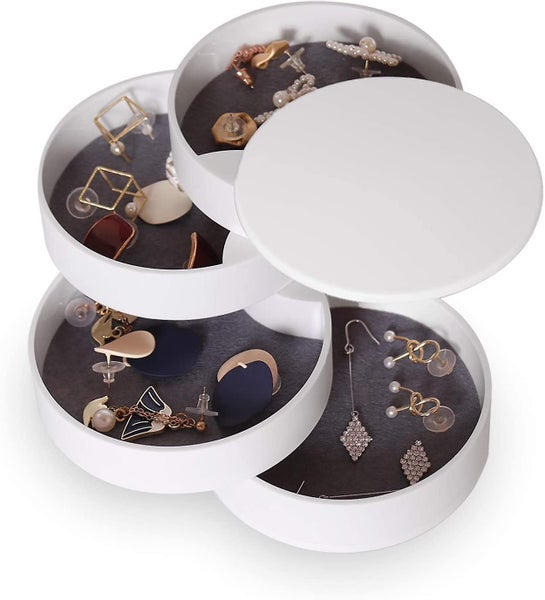 Jewelry Organizer, Small Jewelry Storage Box Earring Holder For Women, 4-layer R Carousel 1