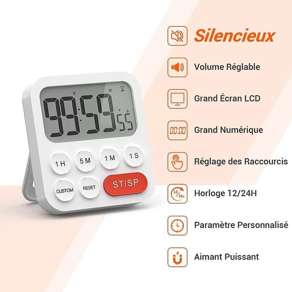 Kitchen Timer -2 Pcs, Kitchen Timer With Digital Clock Function, Quick Setting, Carousel 2