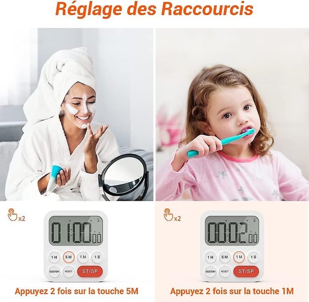 Kitchen Timer -2 Pcs, Kitchen Timer With Digital Clock Function, Quick Setting, Carousel 4