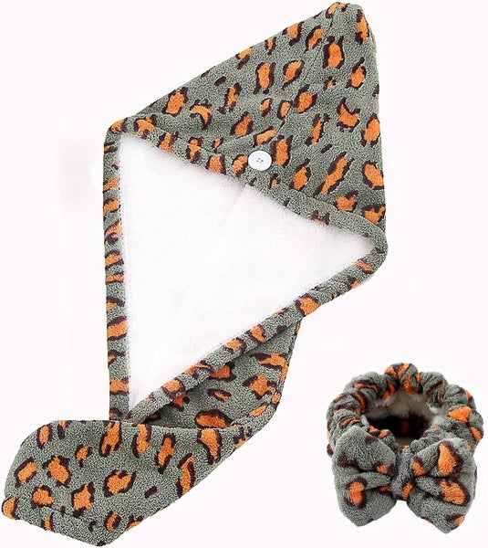 Leopard Microfiber Hair Towel Wrap,super Absorbent Quick Dry Hair Turban,quick D Carousel 2