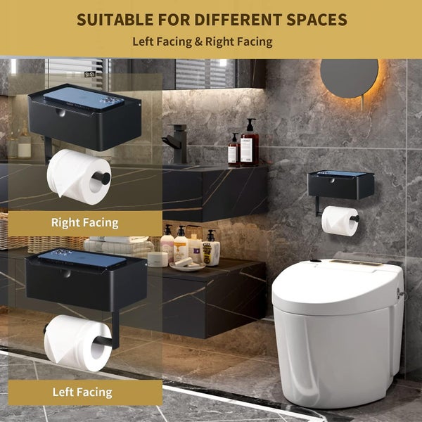 Large Toilet Paper Holder With Shelf, Wipes Dispenser And Storage, Stainless Ste Carousel 5