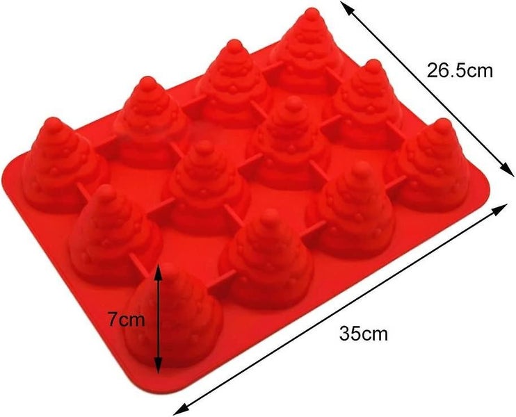 Mousse Cake Mold, 1 X 12 Hole Silicone Mold Christmas Tree Shape Fluted High Tem Carousel 2