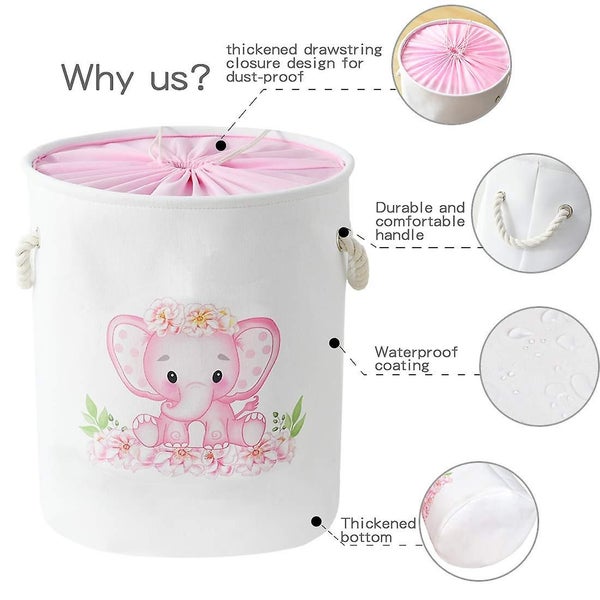 Laundry Baskets Pink Hamper Elephant Basket For Kids, Baby Laundry Basket ,large Carousel 2