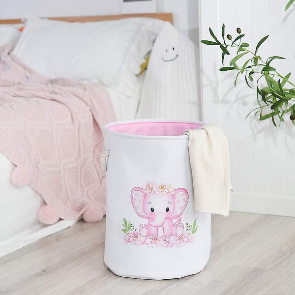 Laundry Baskets Pink Hamper Elephant Basket For Kids, Baby Laundry Basket ,large Carousel 3