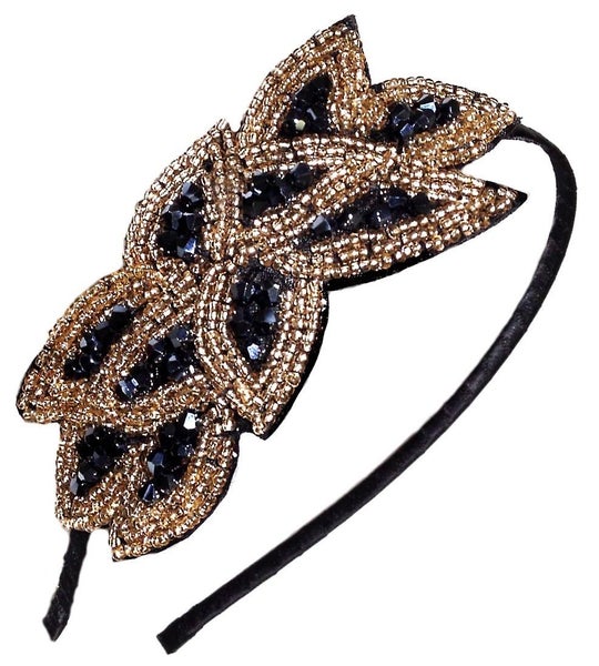 Headband 1920s Gatsby Leaf Beaded Women Hair Accessory For Costume Party (black Carousel 1