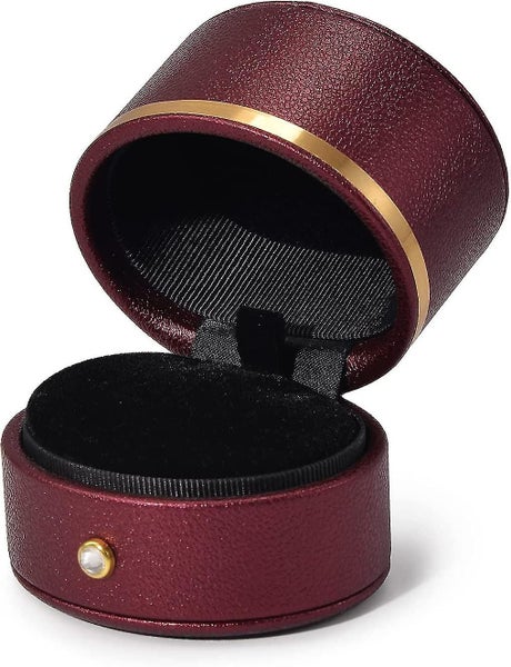 Leather Ring Box Engagement Proposal Wedding Ring Gift Box Multifunctional Jewel Carousel 1