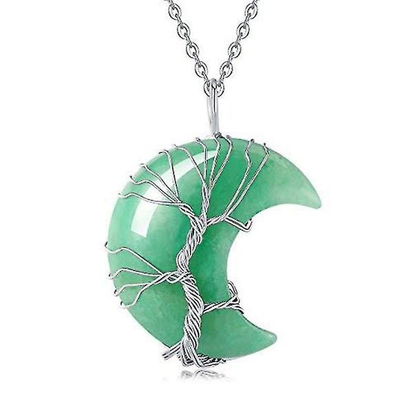 Natural Stone Moon Tree Of Life Necklace Crystal Stone Necklace Jewelry (obsidia Carousel 2