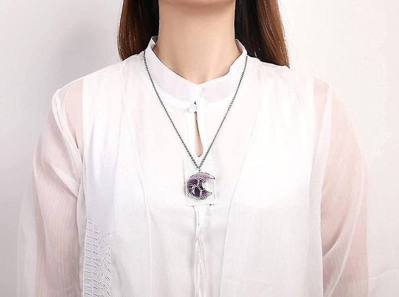 Natural Stone Moon Tree Of Life Necklace Crystal Stone Necklace Jewelry (obsidia Carousel 3