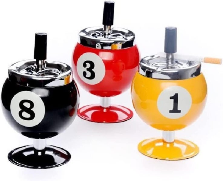 Push Down Cigarette Ashtray Portable Metal Ashtray Billiards Ball Shape Ashtray Carousel 2