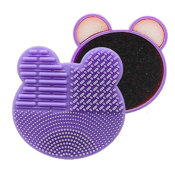 Makeup Brush Cleaning Mat With Color Removal Sponge, 2 In 1 Design Silicone Clea Carousel 1