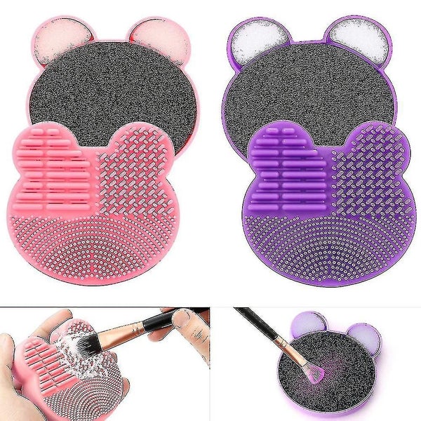 Makeup Brush Cleaning Mat With Color Removal Sponge, 2 In 1 Design Silicone Clea Carousel 2