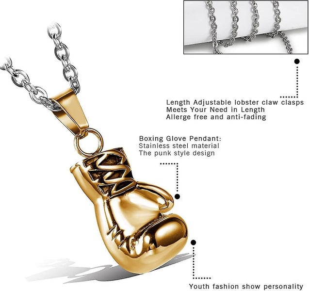 Mens Punk Gothic Boxing Glove Pendant Necklace For Biker.with Gift Bag Gift Carousel 2
