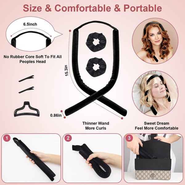 No Heat Curling Iron Headband - 1 Pc Overnight Heat Free Curling Iron For Long H Carousel 2