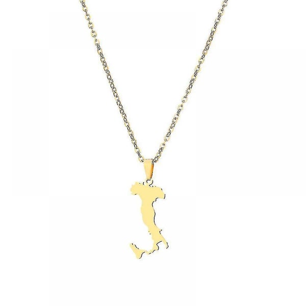 Necklace Stainless Steel Italy Map Pendant Necklace Accessories Sweater Chain La Carousel 1