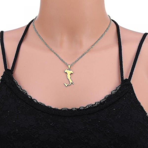 Necklace Stainless Steel Italy Map Pendant Necklace Accessories Sweater Chain La Carousel 2