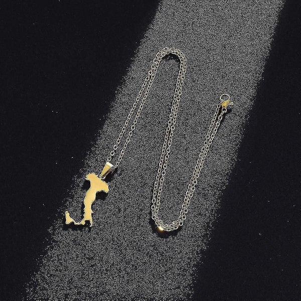 Necklace Stainless Steel Italy Map Pendant Necklace Accessories Sweater Chain La Carousel 4