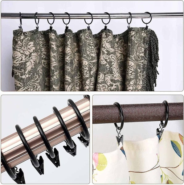 Metal Curtain Ring Curtain Clip Hook And Log Clipthe Black-30pcs Carousel 2