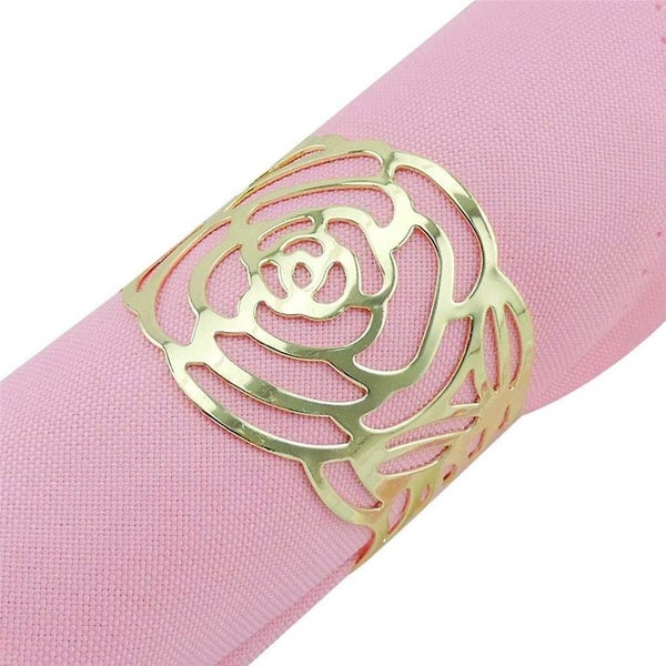 Napkin Rings, Napkin Buttons, Napkin Ring Holder, 12 Pieces Cutout Rose Design M Carousel 1