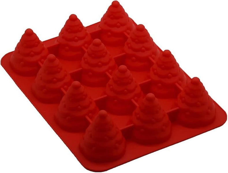 Mousse Cake Mold, 1 X 12 Hole Silicone Mold Christmas Tree Shape Fluted High Tem Carousel 1