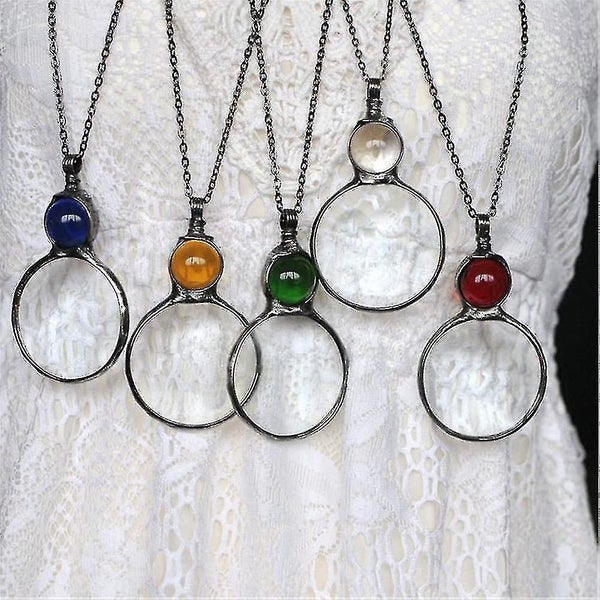 Magnifying Glass Pendant Necklace Gift Vintage Magnifier Lens Pendant For Elders Carousel 2