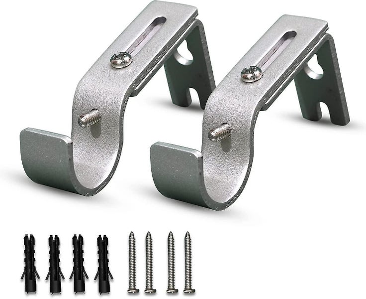 Metal Curtain Rod Bracket Set With Screws For Rod, Wall Rod - Heavy Duty And Rus Carousel 1