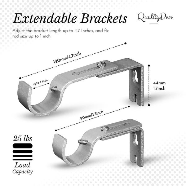 Metal Curtain Rod Bracket Set With Screws For Rod, Wall Rod - Heavy Duty And Rus Carousel 2