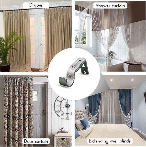 Metal Curtain Rod Bracket Set With Screws For Rod, Wall Rod - Heavy Duty And Rus Carousel 5