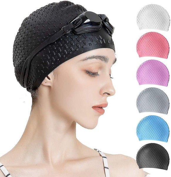 Silicone Swim Cap,comfortable Bathing Cap Ideal For Curly Short Medium Long Hair Carousel 1