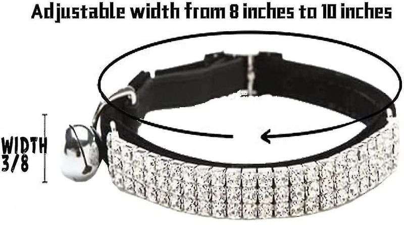 Soft Velvet Safe Cat Adjustable Collar Bling Diamante With Bells,11 Inch For Sma Carousel 4