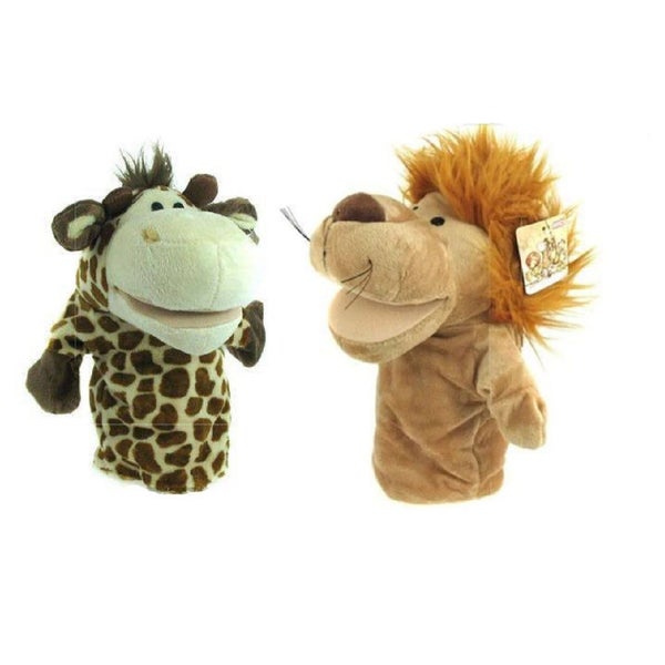 2Pcs Animal Hand Puppet Lion Giraffe Open Mouths *Local Clearance* Carousel 1