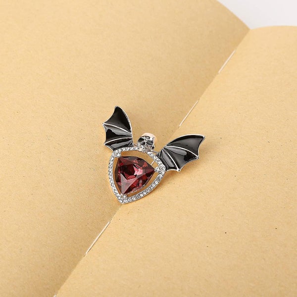 Skull Enamel Pins,gothic Batwing Rhinestone Crystal Brooch Pins For Women Girls Carousel 5