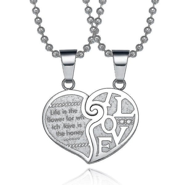 Steel Stainless Matching Split Puzzle Heart Couples Necklace 2,valentine's Carousel 1