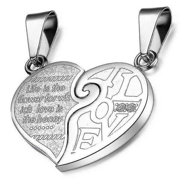 Steel Stainless Matching Split Puzzle Heart Couples Necklace 2,valentine's Carousel 2