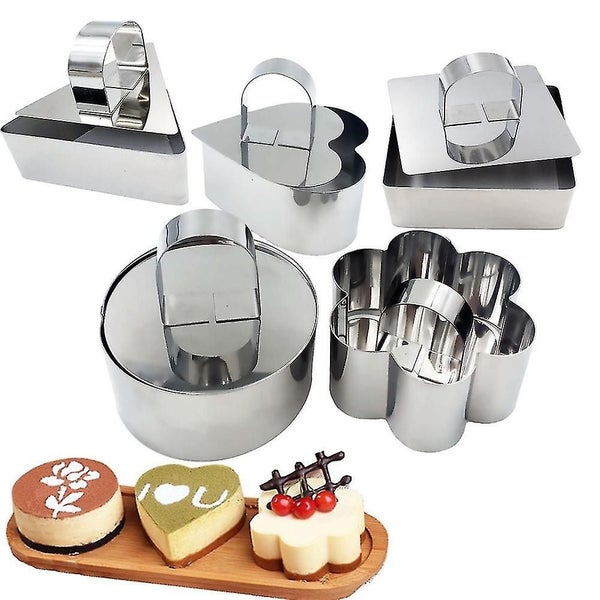 Stainless Steel Cake Ring Cake Mold With Push Piece Rice Ball Sushi Tools(1 Pcs, Carousel 5