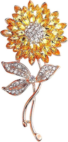 Sunflower Brooches Pin For Women Fashion Austria Crystal Rhinestones Elegant Gol Carousel 1